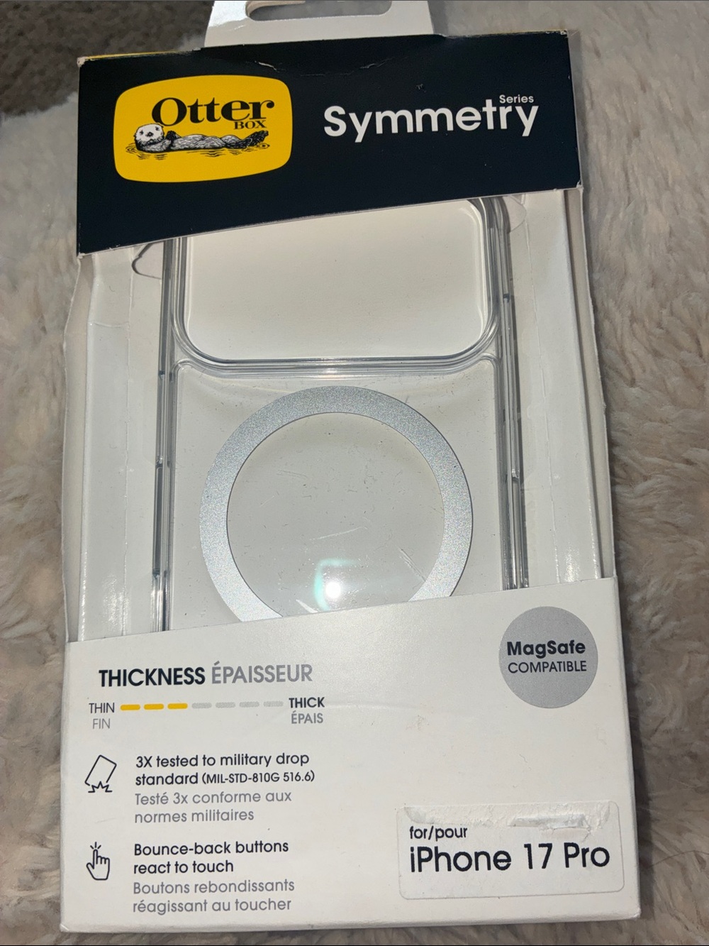 OtterBox Symmetry Clear Case with Silver MagSafe Ring for iPhone 17 Pro